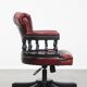 Chaise de bureau Chesterfield en cuir de vachette rouge/noir et bois