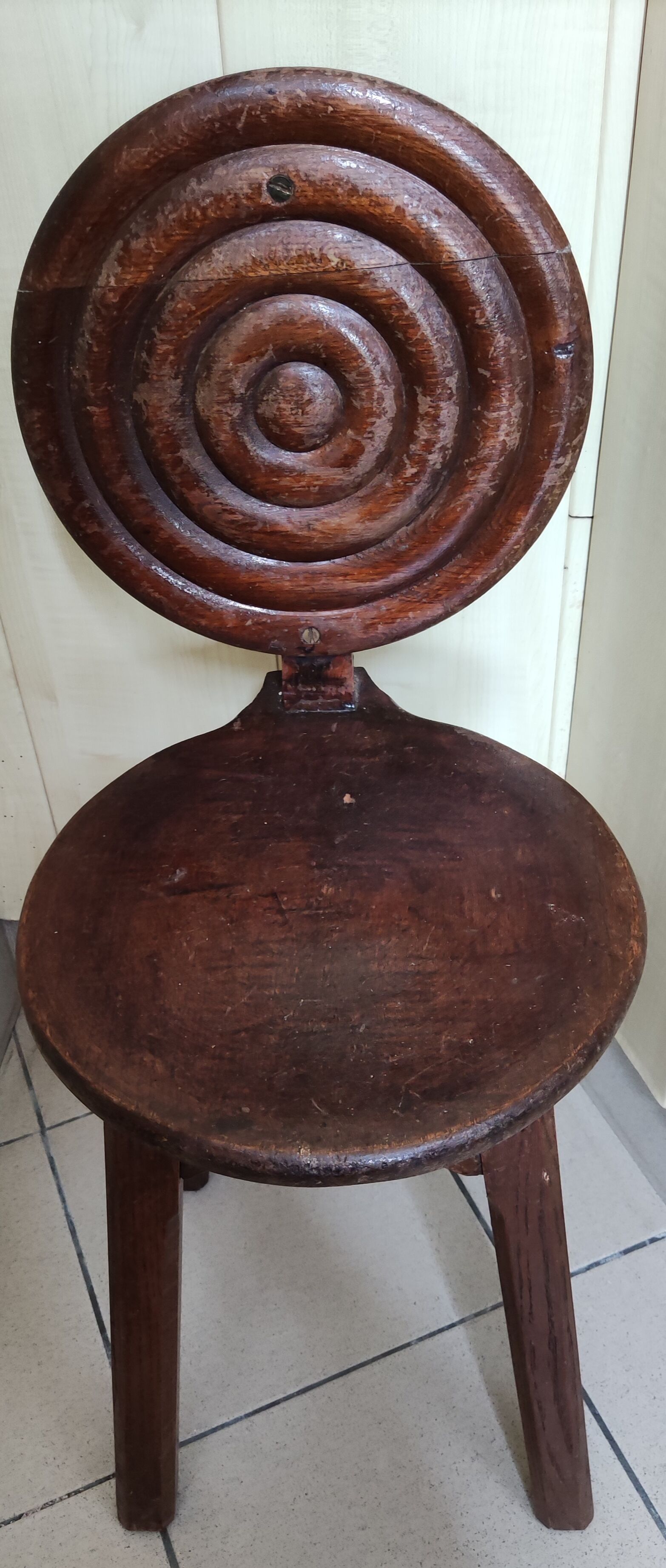 Rustic backsplash wood stool