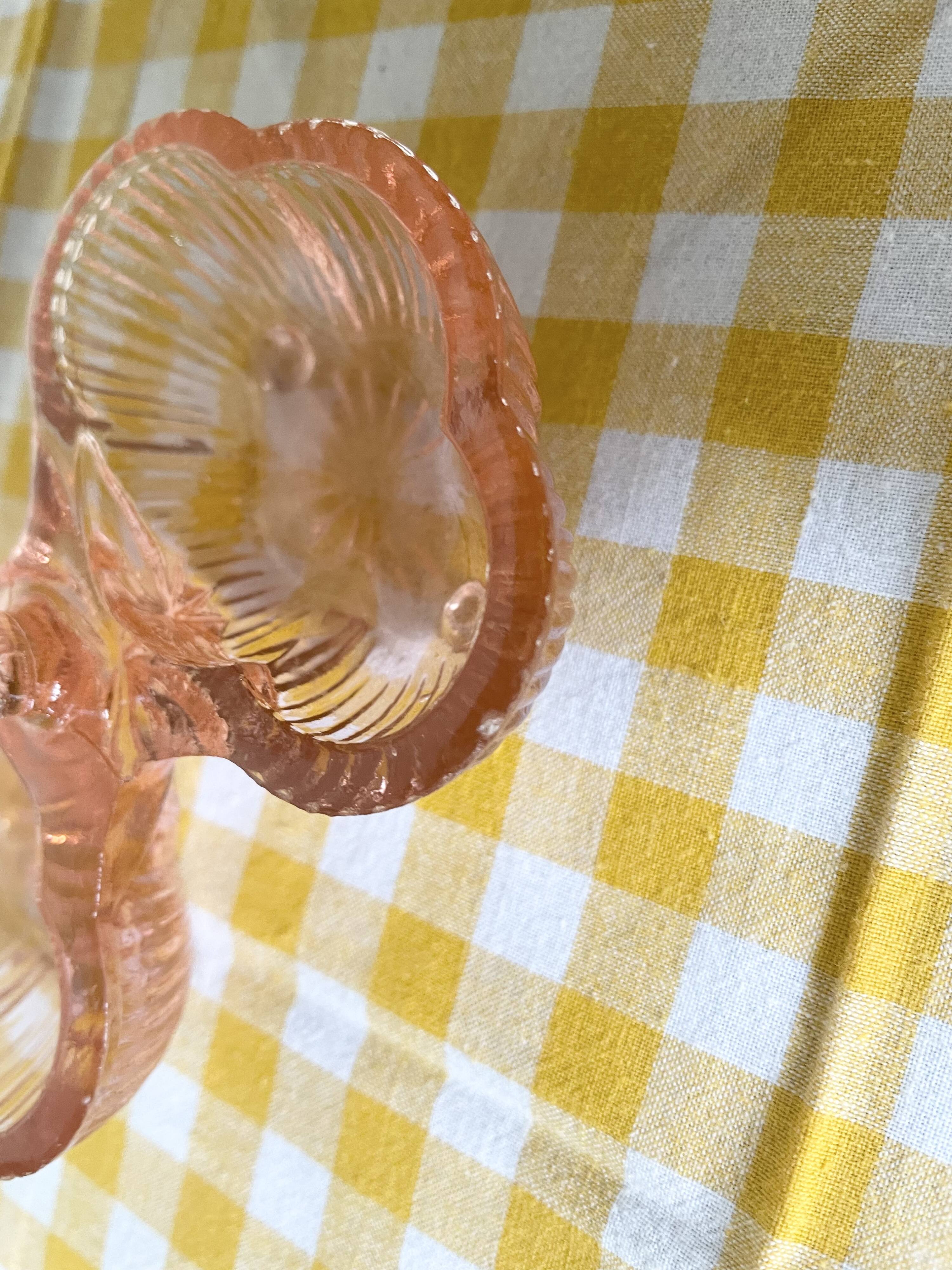 Pink molded double glass salt shaker