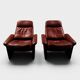 Pair of reclining lounge chairs DS 50 De Sede – Cognac Leather