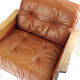 Fauteuil mid century en cuir de cognac et bois de rose massif, 1970s