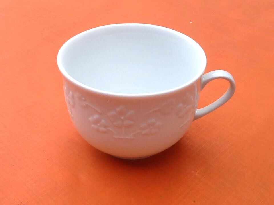 Cup and saucer for breakfast white porcelain limoges france floral decoration