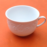 Cup and saucer for breakfast white porcelain limoges france floral decoration
