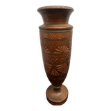 Turned and carved wooden vase, mid-20th century