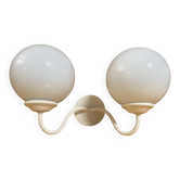 Applique Double SCE Minimaliste Boule Opaline + Support Metal Blanc 80