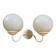 Double Minimalist Opaline Ball Wall Light + White Metal Support 80