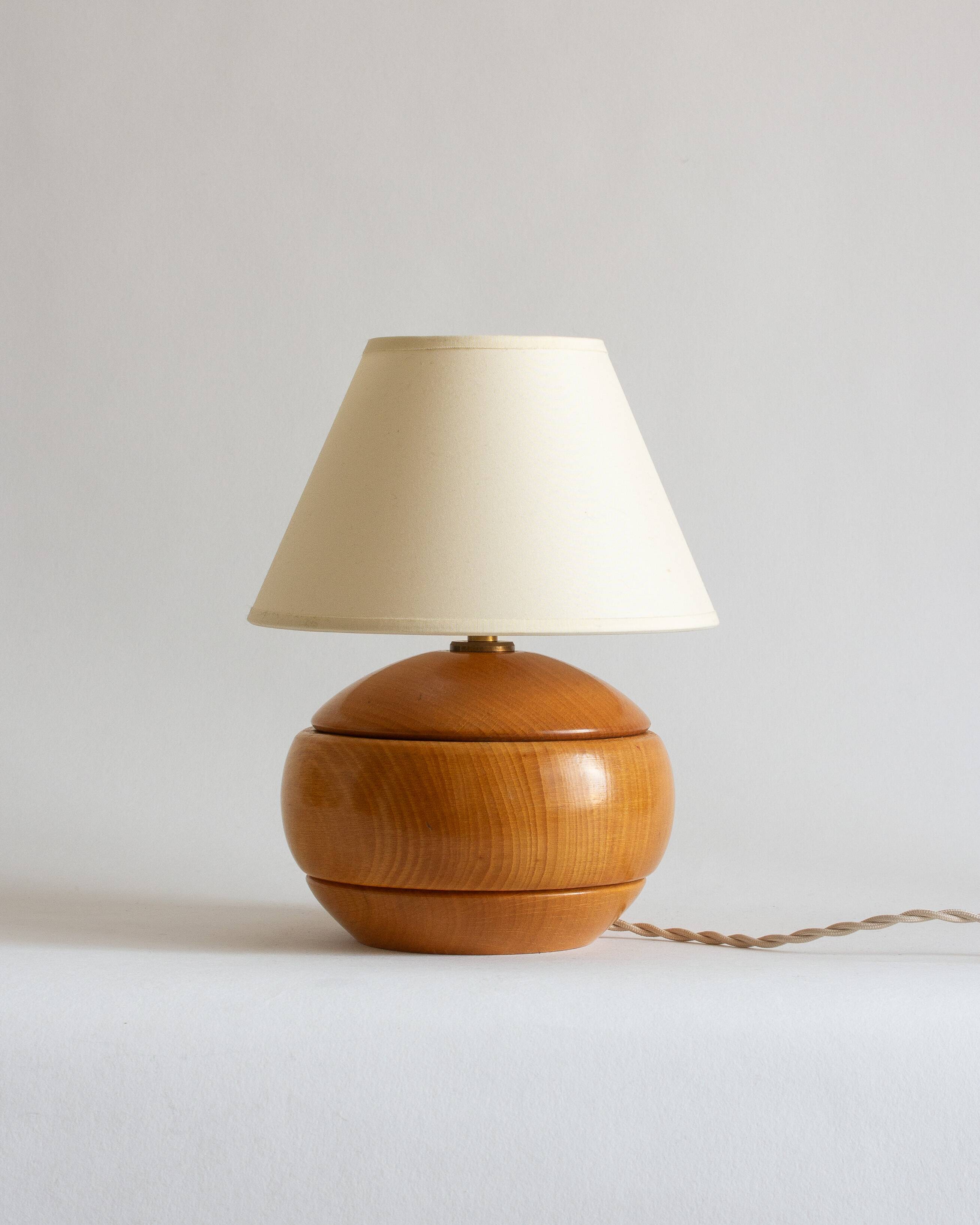 Blond wood lamp base, 70s