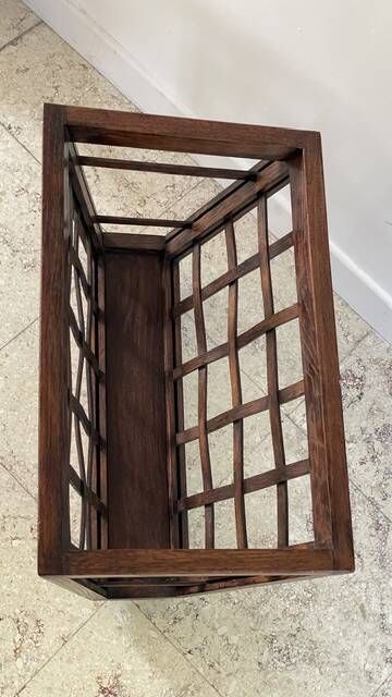 Vintage woven oak magazine rack