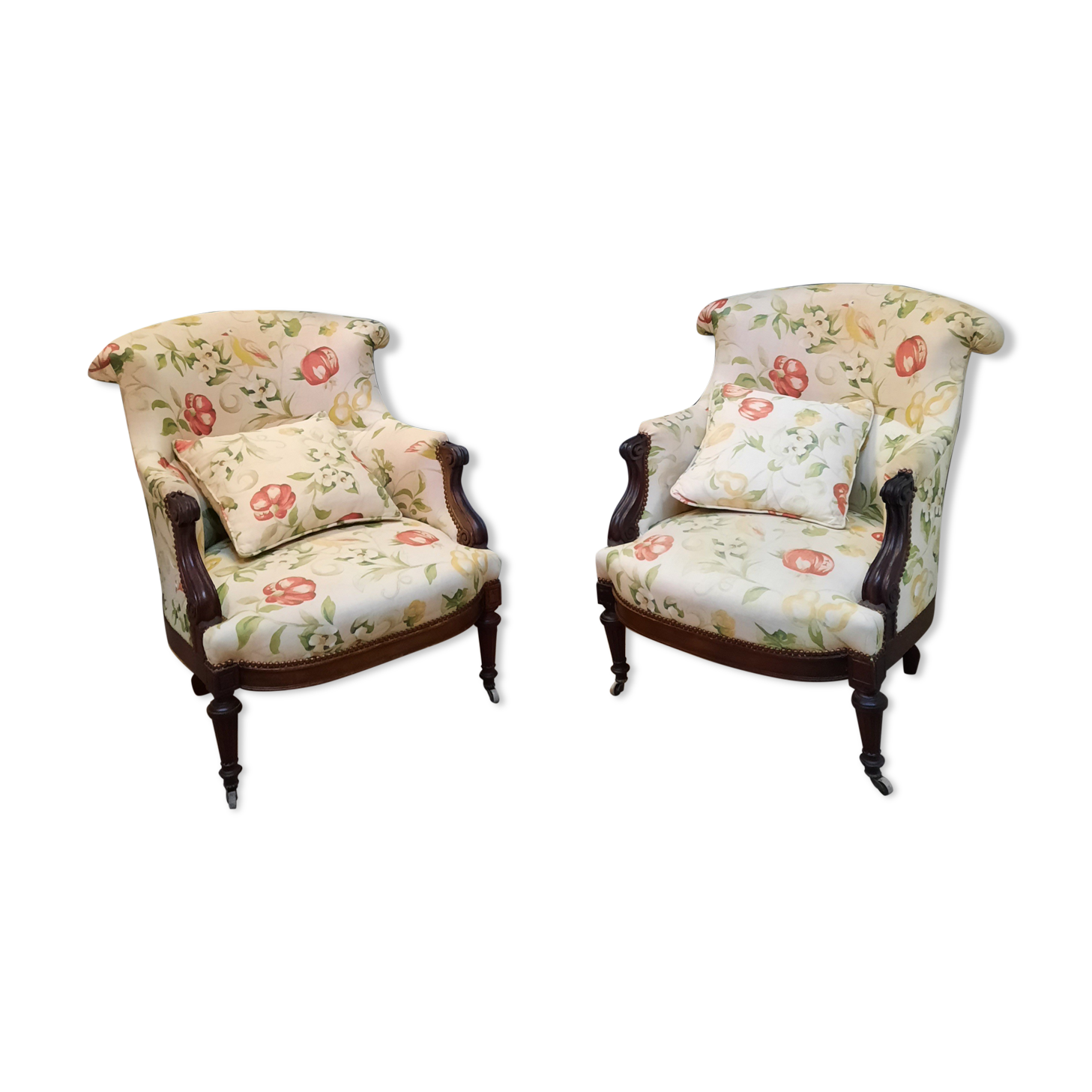 Pair of Louis XVI style toad armchair