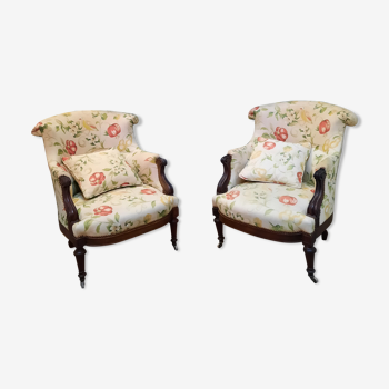 Pair of Louis XVI style toad armchair