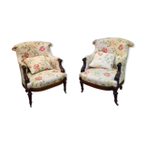 Pair of Louis XVI style toad armchair
