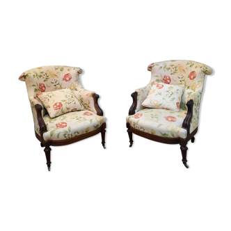 Pair of Louis XVI style toad armchair