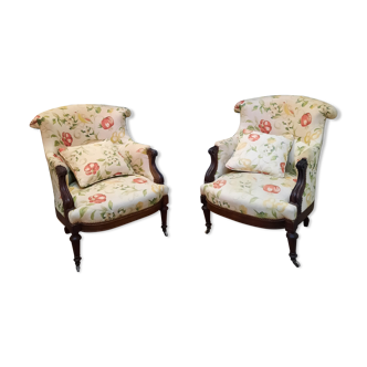 Paire de fauteuils crapaud style Louis XVI