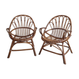 Pair of vintage rattan armchairs