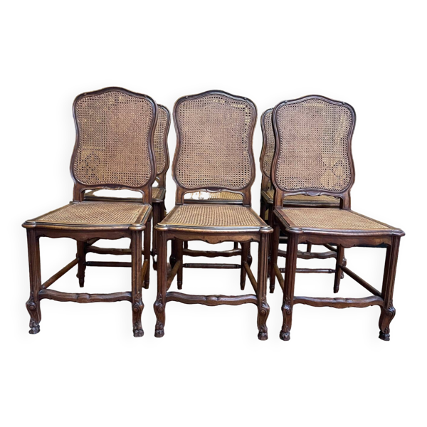 Suite de 6 chaises style Louis XVI en cannage