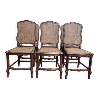 Suite de 6 chaises style Louis XVI en cannage