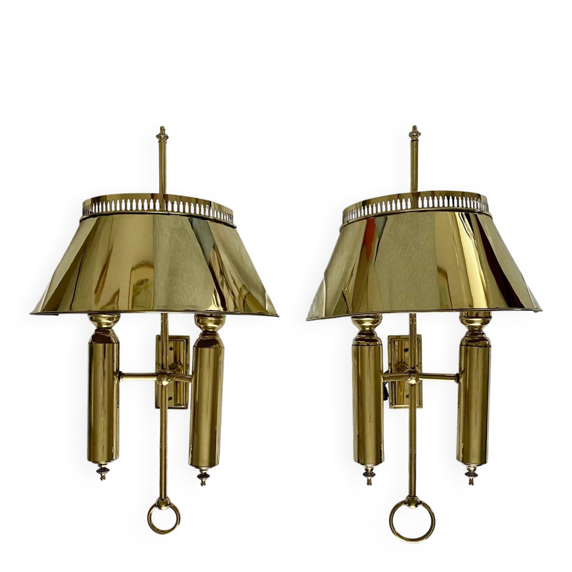 Pair of brass wall lights, 1950.