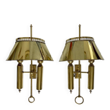 Pair of brass wall lights, 1950.