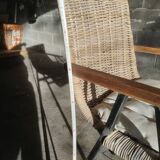 White wicker armchair
