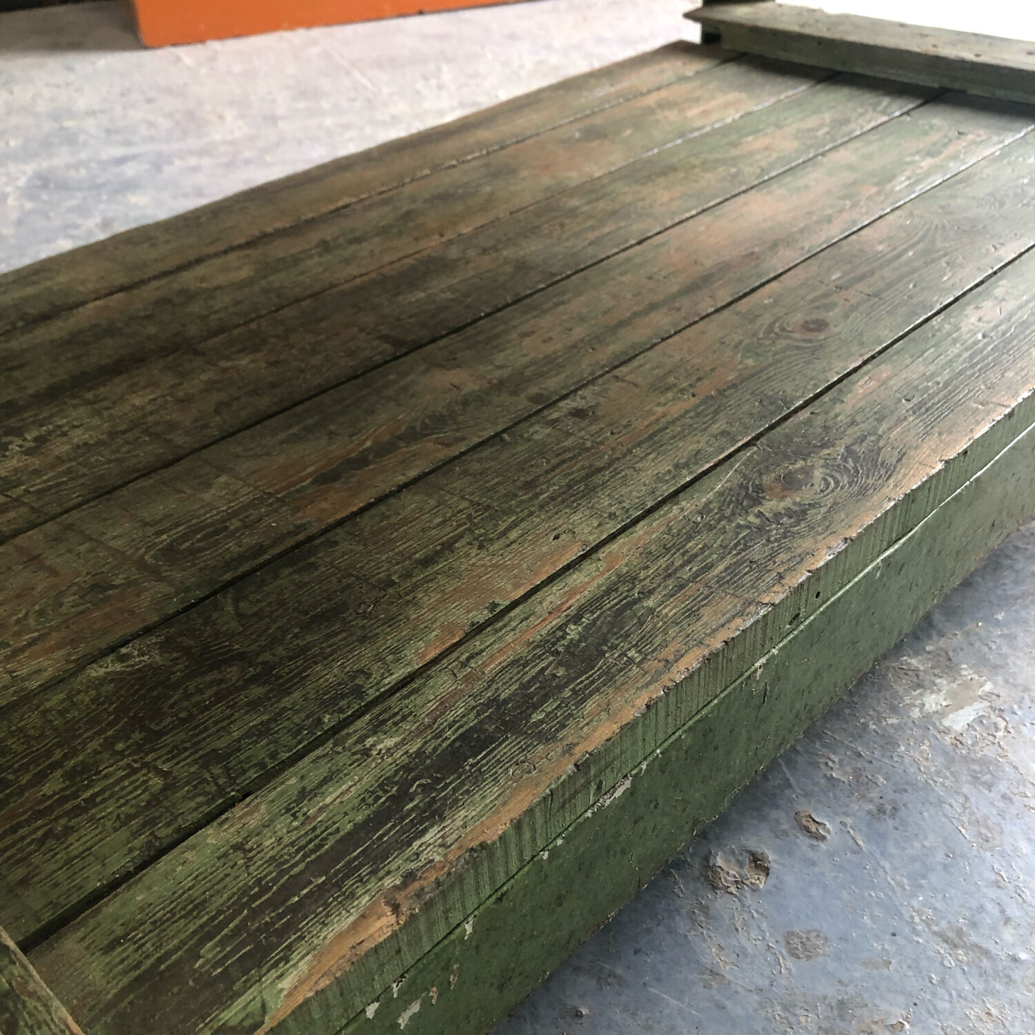 Industrial trolley with shelves, wood and metal