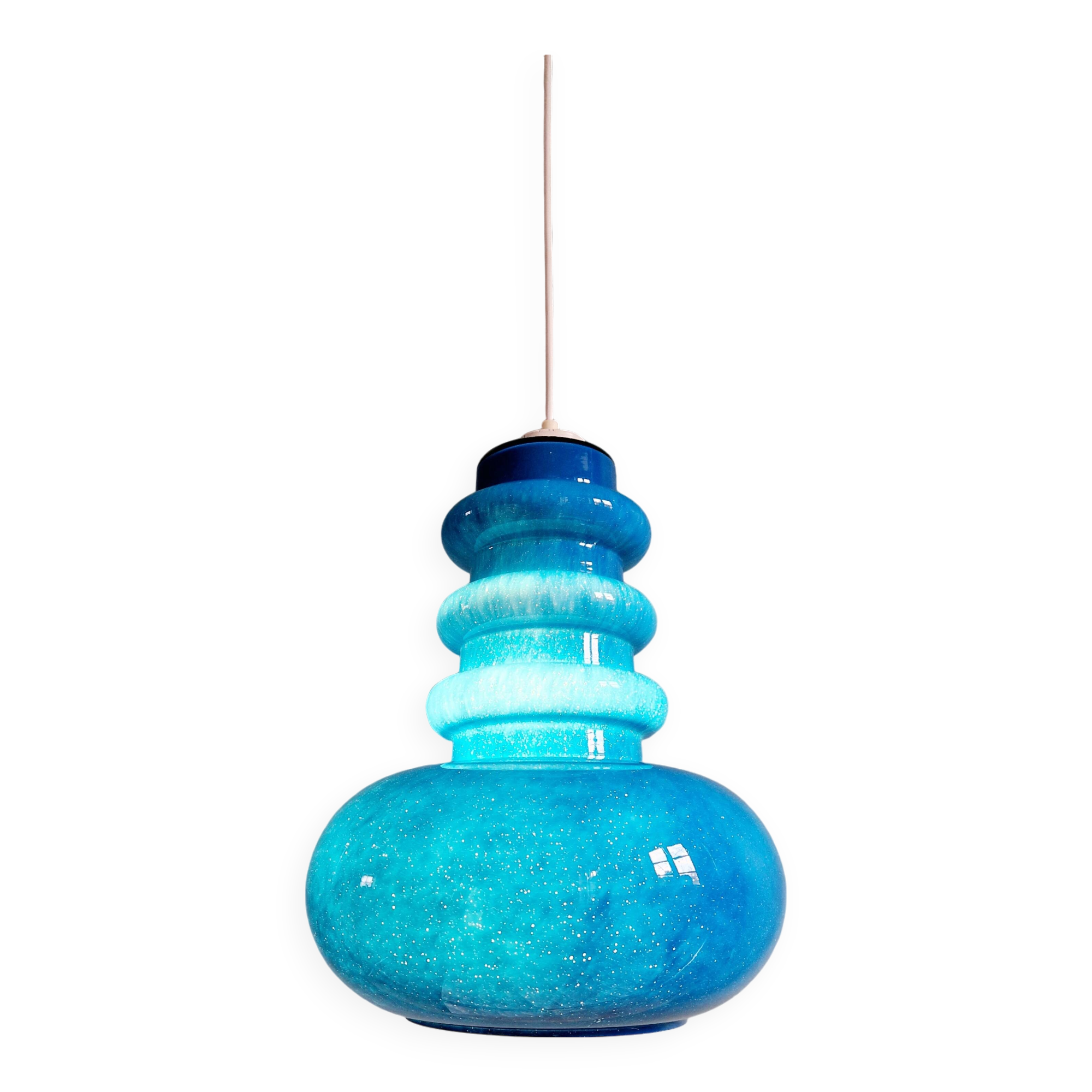 Large Space Age pendant light in blue opaline, 1960s-70s