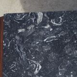 Nightstand with false drawers in walnut and marble, Louis Philippe