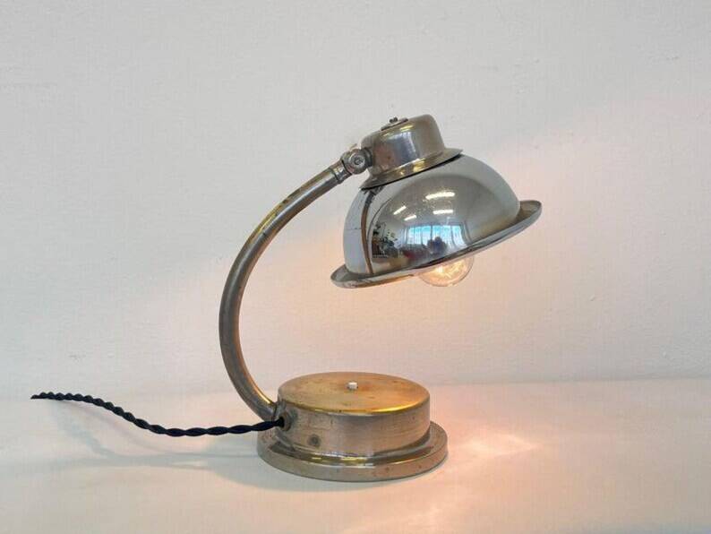 Rare Art Deco Table Chrome Lamp, 1930s
