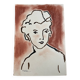 Painting signed Chinese ink and pastel female portrait “study”