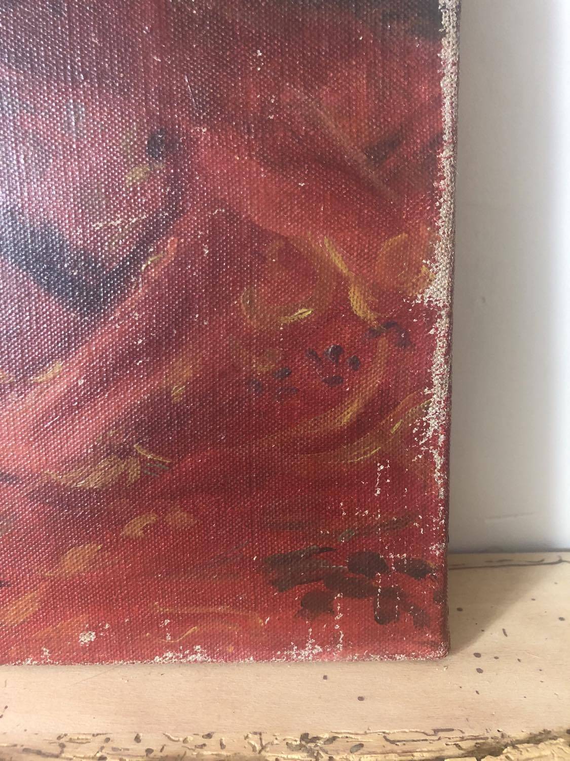 Oil painting on canvas HST signed. Bouquet of flowers, roses