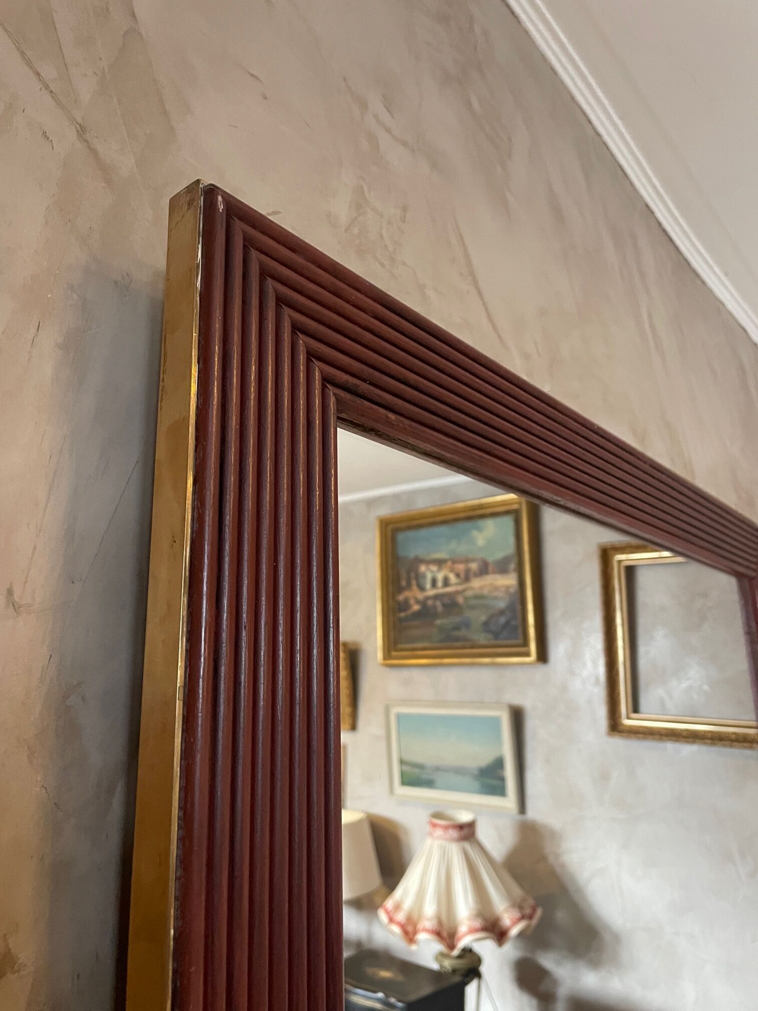 Mirror in wood and brass, 80 cm