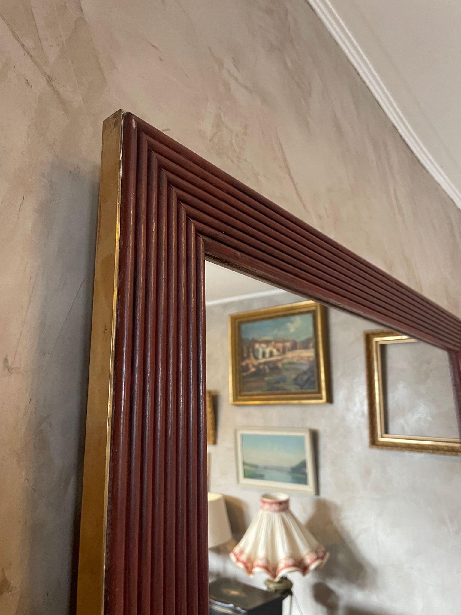Mirror in wood and brass, 80 cm