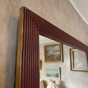 Mirror in wood and brass, 80 cm