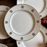 Lot de 10 assiettes à dessert vintage blanches et dorées