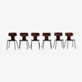 6 chaises modèle 3103 par Arne Jacobsen