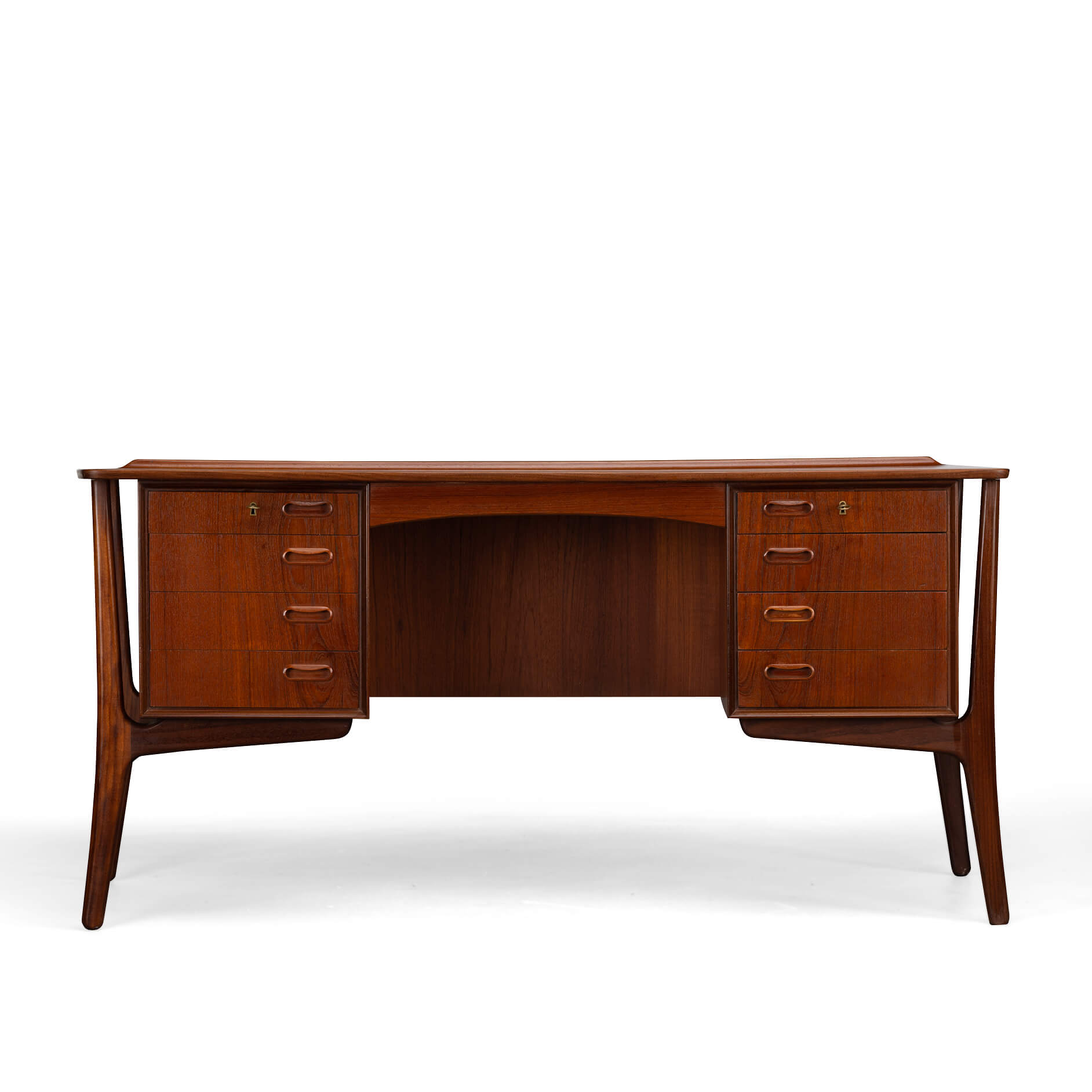 Danish vintage teak design desk by svend age madsen for hp hansen, 1960s