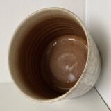 Traditional raku ceramic tea or matcha bowl with mark on the base