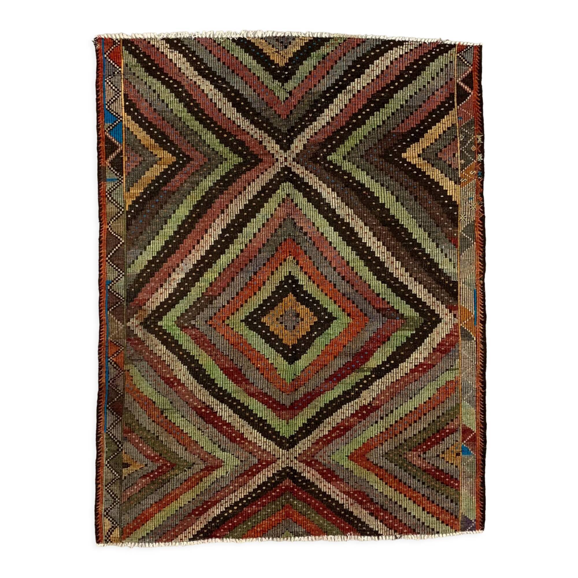 Large Vintage Turkish Kilim Rug 280x215 cm Wool Jajim Kelim