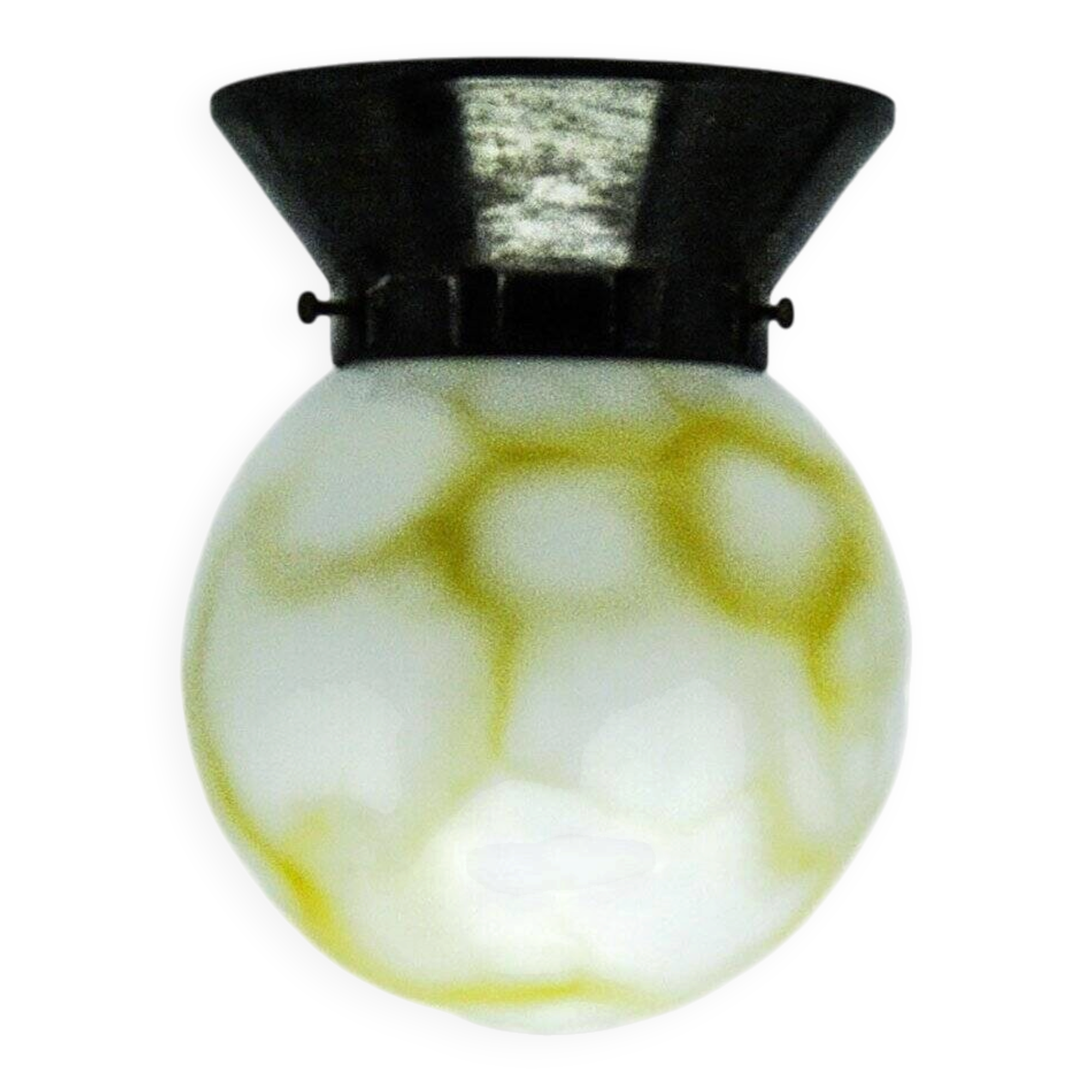 Art Deco ceiling lamp with glass shade from Polam, Poland, 1950s