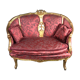 Bench louis XV style in gilded wood carved and upholstered