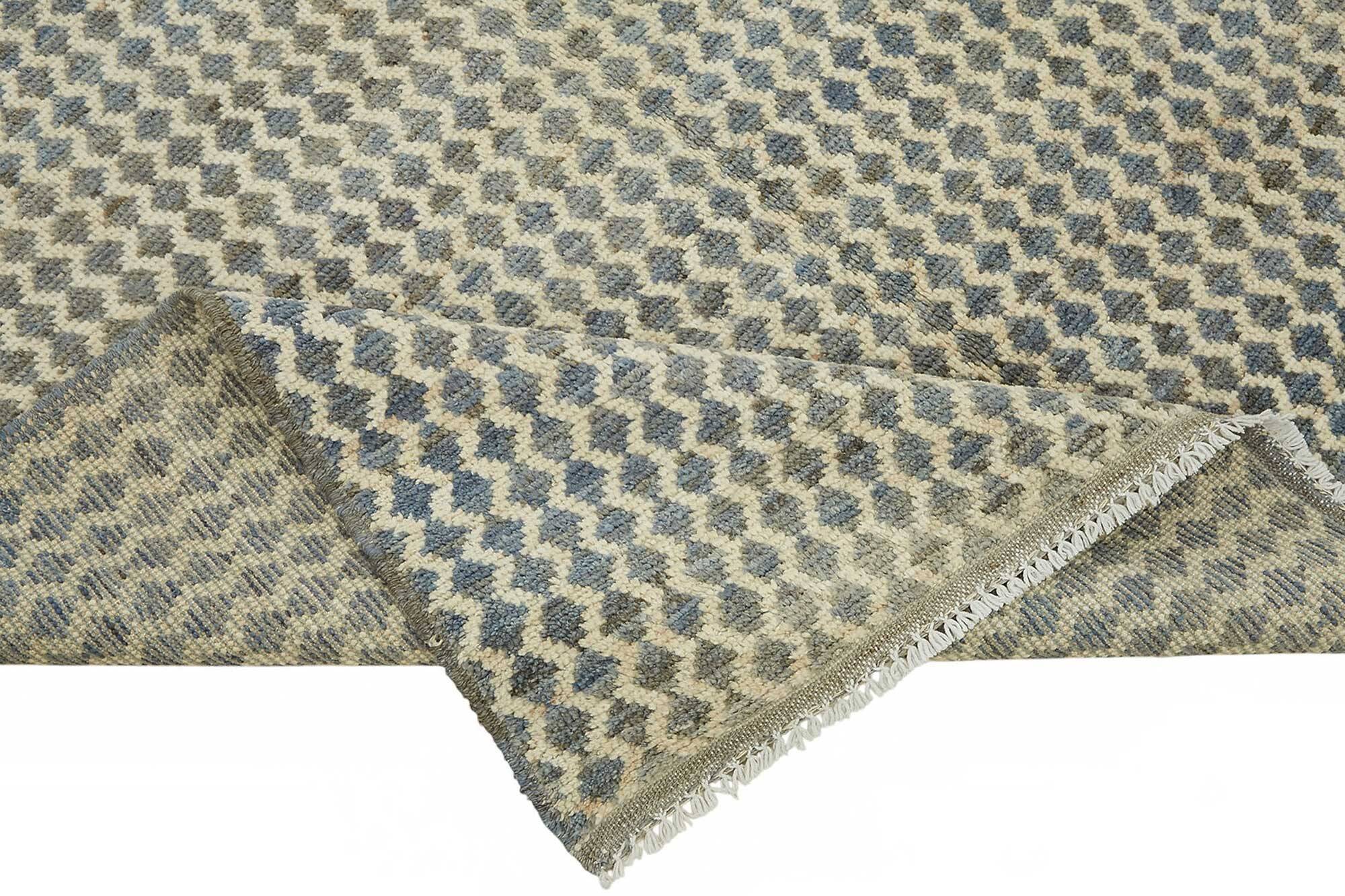 Handmade Turkish One of a Kind 154 cm x 195 cm Blue Wool Carpet