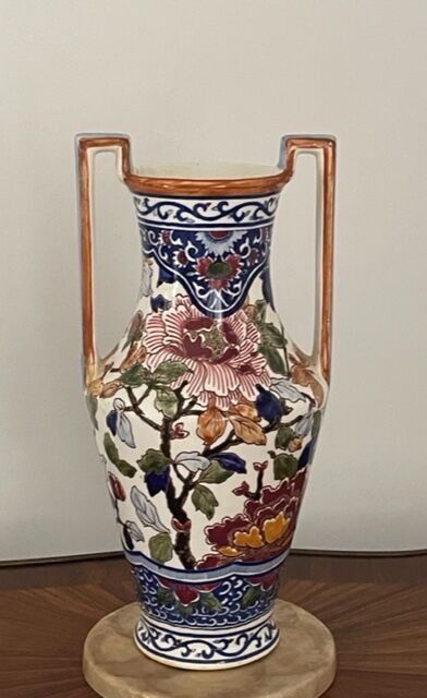Vase Gien 29 cm "Pivoines", restaurations