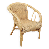 Ancien fauteuil pour enfant en rotin / osier clair