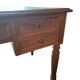 Antique flat desk in oak and black leather, Louis-Philippe style.