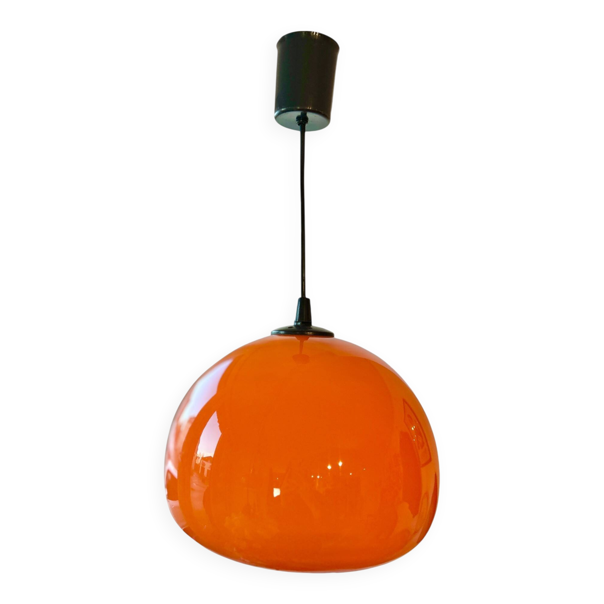 Suspension en opaline orange, 1970