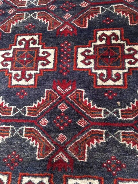 Ancient Beloutch carpet pure hand knotted wool - 197x104cm