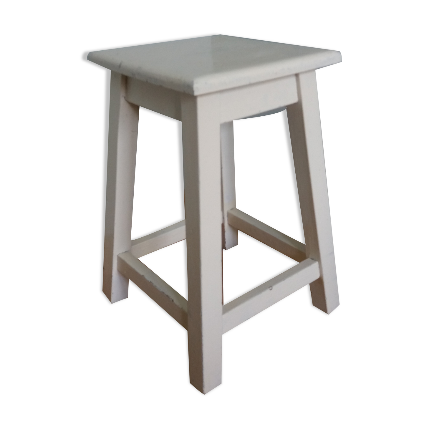 Square workshop stool painted white