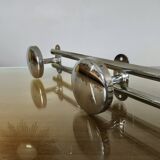 Wall coat rack with 4 hooks in chrome metal 1970
