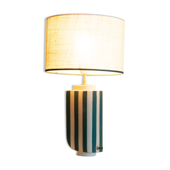 HEPBURN sandstone lamp with ecru and green stripes