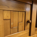 Brutalist low sideboard in solid elm