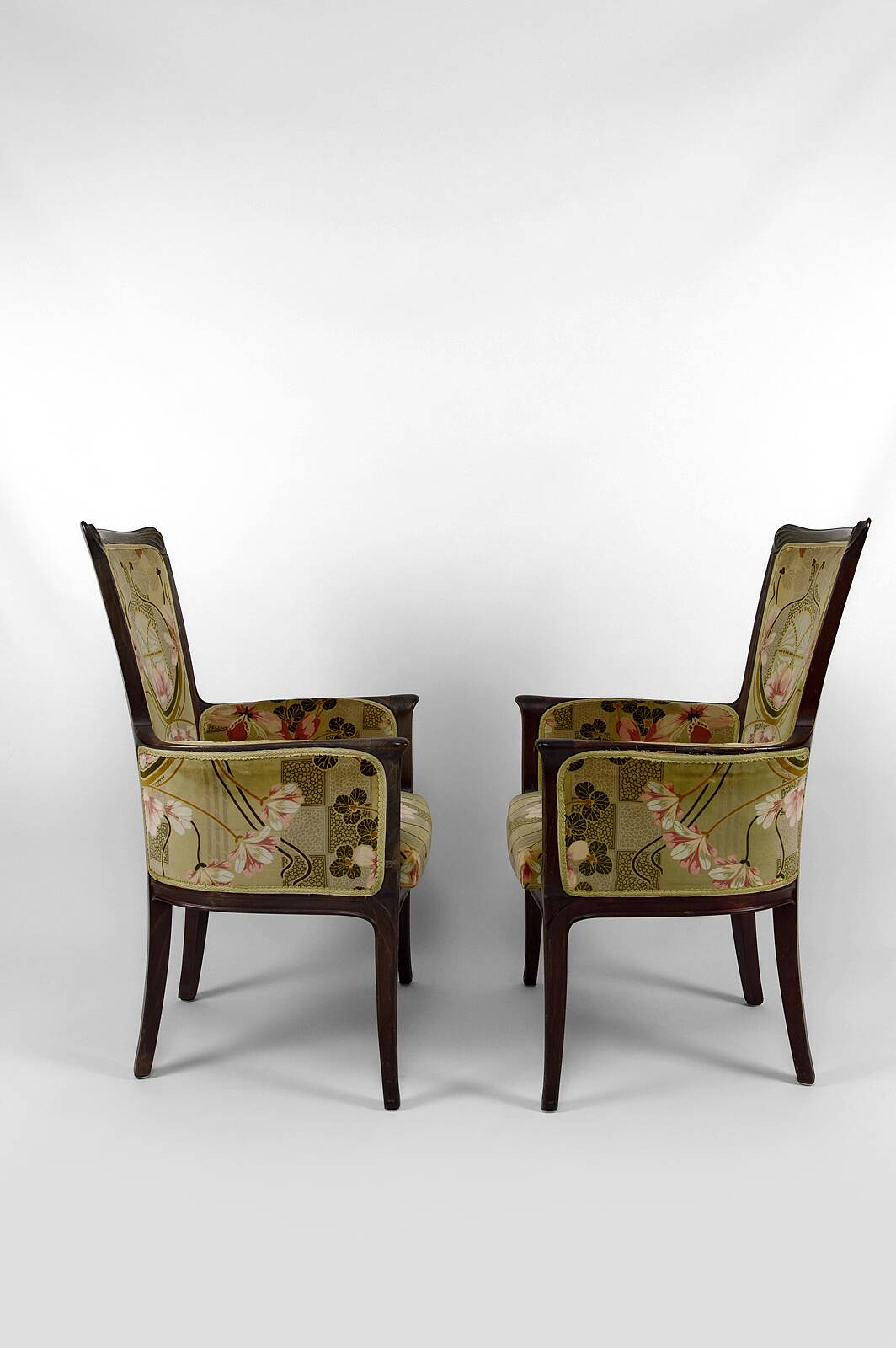 Art Nouveau living room 3 elements, 2 armchairs and 1 chair, France, Circa 1900